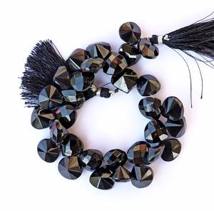 ลูกปัดหัวใจเว้าเหลี่ยมเพชรพลอยสปิเนลสีดำธรรมชาติ ร้อยเป็นเส้น สำหรับทำเครื่องประดับ ขายส่ง - Product Image 1