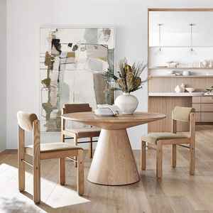 Mesa de Comedor Redonda Moderna de Madera de Teca Sólida con Base de Pedestal, Muebles Contemporáneos de Lujo para Proyectos de Hoteles y Villas - Product Image 2