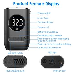 Bomba de Aire Eléctrica Inalámbrica Portátil de 150 PSI, Inflador de Neumáticos de Coche con Luz LED, Compresor de Aire Eléctrico para Coche - Product Image 6