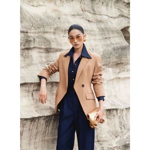 Women's Two Piece Business Suit <b>Blazer</b> Pants <b>Set</b> Long Sleeve Formal Office Wear Cotton Blend Anti-Pilling & Breathable [B8019] - Product Image 1