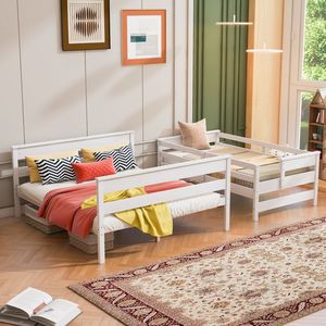 Letto a Castello in Legno Bianco Twin XL Sopra Queen con Scala (Vecchio SKU GX000446AAK) - Product Image 2