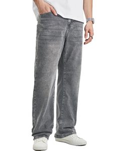 Mens Baggy Jeans <b>Stretch</b> Casual Loose Fit Jeans Streetwear Denim Pants Vintage Plain Pants Casual Wide Leg Jeans Loose Fit - Product Image 5
