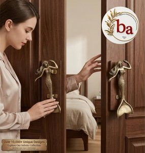 Manija de Puerta de Hierro Fundido con Diseño de Sirena, Escultura Artística de Estilo Industrial, Ecológica, para Muebles de Cocina y Sala de Estar - Product Image 1