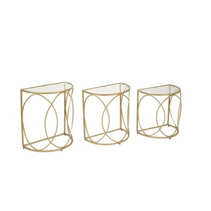 Creative Metal Nesting <b>Table</b> With Glass Top Modern <b>Coffee</b> Furniture <b>Set</b> For Luxury Apartment Living Room Decor - Product Image 4