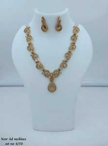 <b>Gold</b> Plated Geometric Kundan Pearl Necklace Earring <b>Set</b> Women's Wedding Jewelry Classic Style High Quality Third Party Certified - Product Image 1