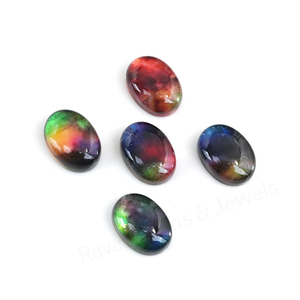 Cabochon de pierre précieuse en quartz coquille d'ormeau, forme ovale 10x14mm, dos plat, poli miroir, lisse, pour la fabrication de bijoux et pendentifs - Meilleures ventes - Product Image 2