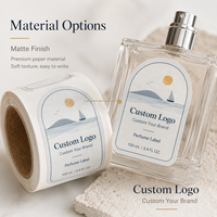 Étiquettes en papier mat enroulées personnalisées, autocollants imprimés avec logo personnalisé pour l'emballage de flacons de parfum en verre