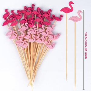 Confezione da 100 Stuzzicadenti a Forma di Fenicottero, 4,7 Pollici, in Bambù Naturale, per Torte, Dessert, Frutta, Decorazioni per Feste e Antipasti - Product Image 3