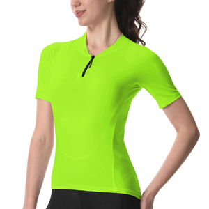 Women's <b>Neon</b> <b>Green</b> Short Sleeve Cycling Jersey Quick Dry Polyester <b>Top</b> for Adults Riding Custom Wholesale Cycling Jersey - Product Image 1