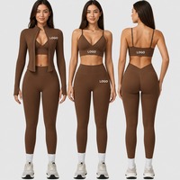 Ensembles de yoga personnalisés pour femmes, légers, sans couture, respirants, écologiques, ensemble de yoga 4 pièces, soutien-gorge de sport, leggings taille haute, ODM