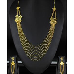 Ecklace-Conjunto de joyería de Latón chapado en oro puro, collar de alta calidad con diseño de los UAE Dubai - Product Image 6