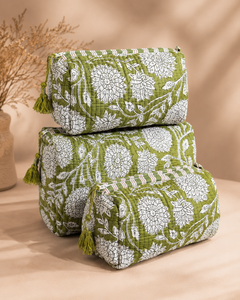 Custom Quilted Cotton Cosmetic Bag Set Floral <b>Makeup</b> Organizer Travel Toiletry Pouch Beauty Storage Bag OEM Wholesale - Product Image 1