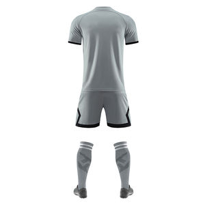 Conjunto de Uniforme de Fútbol para Hombre, Color Gris, Manga Corta, Cuello Redondo, Poliéster que Absorbe la Humedad, Corte Atlético, para Todas las Temporadas - Product Image 3