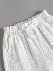Pantalons larges en pur coton pour filles, printemps/automne, pantalons longs droits pour enfants de taille moyenne/grande, respirants, couleur unie avec poches - Product Image 3