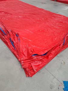 Orange Heavyweight Waterproof Tarpaulin Outdoor Use Plain Style Woven Fabric with Grommets Custom Size Available - Product Image 1
