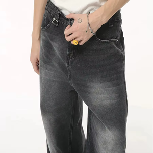 Factory <b>Cheap</b> Price Manufacturer Basic Slim Fit Canvas Mid Waist Washed Straight Leg Breathable Denim Jeans Men Best Quality - Product Image 5