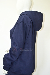 Sudadera con Capucha Azul Marino para Mujer, 100% Algodón, Felpa Suave, Transpirable, Informal, Manga Larga, Ropa de Invierno, Lavado Ácido Personalizado - Product Image 2