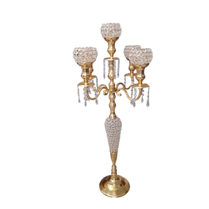Luxury Silver 5 Arm Crystal <b>Candelabra</b> With Beaded Glass Globes 27 Inch Tall Metal Candle Holder Centerpiece For Wedding Decor - Product Image 2