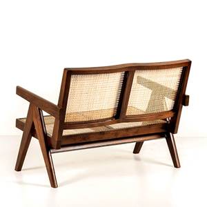 Sofá de Ratán de 4 Plazas para Exteriores, Estilo Pierre Jeanneret, con Patas en V, de Madera Maciza, Duradero, de Mediados de Siglo, Moderno, Venta al por Mayor - Product Image 3