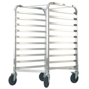 10-Tier Commercial Bakery Equipment Bun Pan Rack with Brake Wheels Aluminum <b>Racking</b> Trolley for Half Full Sheet <b>Storage</b> - Product Image 1