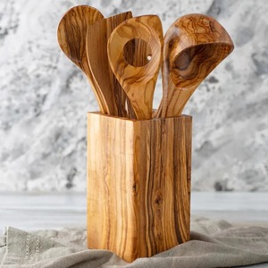 Wooden <b>Spoons</b> for Cooking Kitchen Utensil Set Wooden <b>Spoons</b> Cooking Utensil Set Non Scratch Natural Teak for Kitchen - Product Image 3