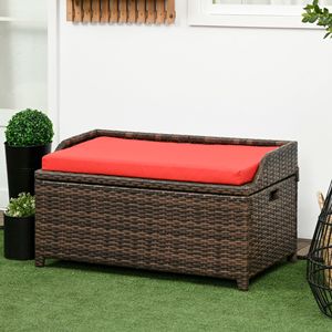Panca Contenitore Impermeabile da Esterno in Rattan PE da 34 Galloni per Patio, Terrazza o Bordo Piscina - Product Image 2