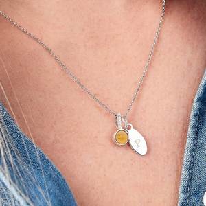 Collar con inicial de citrino, plata de ley 925, collar con piedra de nacimiento de noviembre, joyería de escorpio, regalo de cumpleaños para mujer - Product Image 3