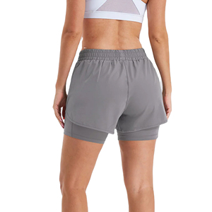 Shorts de yoga cortos para mujer, cintura elástica, color liso, ropa deportiva, con servicio OEM de calidad económica. - Product Image 3