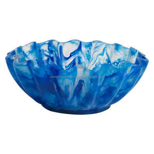 WONDER OVERSEAS Ensalada de resina hecha a mano y frutero Aqua Swirl Textura de mármol ODM para Home Hotel Buffet Patrón único - Product Image 1