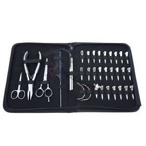 Kit de Herramientas para Extensiones de Cabello Plateadas con Alicates de Microperlas Planas, Aplicador de Microanillos, Enhebrador de Alambre y Tijeras de Peluquería - Product Image 1