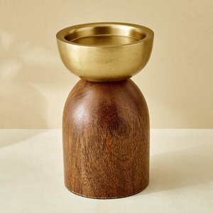 Juego de Portavelas Modernos de Madera y Metal Dorado, Centro de Mesa Decorativo para el Hogar, Sala de Estar, Bodas y Fiestas - Product Image 4