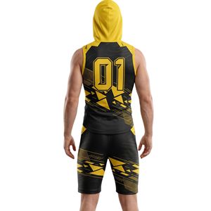 Maillots de football en polyester et élasthanne, haut sans manches à capuche, short à motifs à séchage rapide, ensemble imprimé par sublimation, uniforme de football 7v7 - Product Image 2