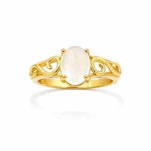 Bague de créateur en argent sterling 925 avec cabochon ovale en pierre de lune africaine, bande gravée, plaqué or et rhodium, bijoux tendance - Product Image 3