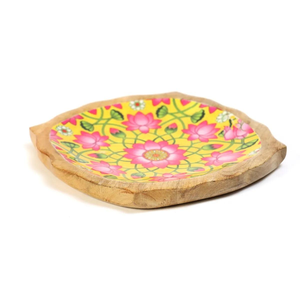 Plateau de service rond en bois émaillé personnalisé de haute qualité – Plateaux décoratifs personnalisés pour la nourriture et la table, idéaux pour la maison et les mariages - Product Image 4