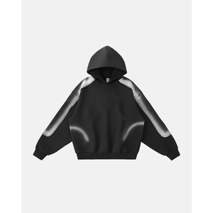 Sudadera con Capucha Extra Grande Personalizada OEM para Hombre, Manga Raglán, Estampado en Serigrafía, Algodón Tejido Negro, Ropa de Otoño, Corte Regular - Product Image 3