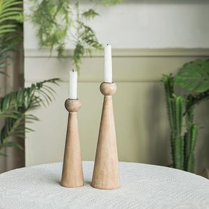 Modern Handcrafted Durable Round Wooden Hurricane <b>Candle</b> Holder <b>Set</b> Natural Wood Candlestick Home Wedding Table Decor - Product Image 4