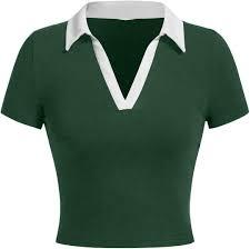 เสื้อโปโลผู้หญิงแฟชั่น คอปกตัดกัน ผ้าถักเนื้อเจอร์ซีย์ สไตล์สตรีทแวร์สุดฮิต แขนสั้น ติดกระดุม - Product Image 2