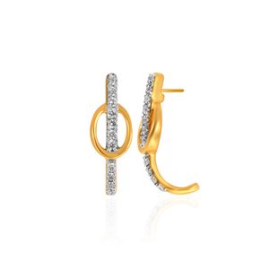 Premium Lab Grown <b>Diamonds</b> Crystal Embellished Long Bar and Oval Hoop <b>Dangle</b> <b>Earrings</b> for Women - Product Image 3