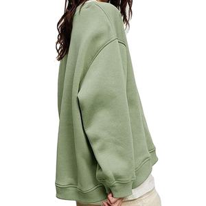 Womens Oversized Crew Neck Sweatshirt Loose Fit Fleece Pullover Casual Long Sleeve Streetwear <b>Winter</b> <b>Top</b> - Product Image 5