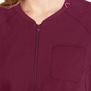 Costom Hospital Doctor Surgical Women Zip Neck Short Sleeve Top Double Layer Pocket Nurse Uniforms <b>Scrub</b> <b>Sets</b> - Product Image 6