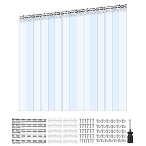 Tenda a Strisce in PVC Trasparente 96 Altezza x 60 Larghezza x 0,08 Spessore, 10 Pezzi, per Porte Industriali di Congelatori e Cella Frigorifera, Strisce Lisce W - Product Image 1