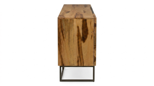 Buffet minimaliste en chêne massif avec poignées métalliques, design moderne fait main, meuble de salon - Product Image 1