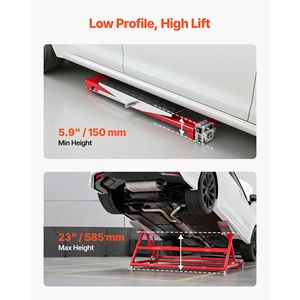 Sollevatore Auto Portatile in Acciaio Rinforzato, Capacità 4400 Libbre/5t, Sollevamento Rapido, Altezza Massima 23 Pollici, Larghezza Regolabile, Ruote, Sollevamento Manuale - Product Image 4