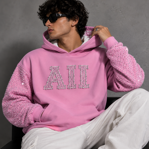 Sweat-shirts à capuche surdimensionnés de luxe pour hommes avec motifs graphiques et strass, en coton épais, style streetwear, broderie, fabricant de vêtements OEM sous marque privée - Product Image 1