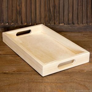 Bark & Beam Wooden Serving Tray Rectangle Solid Minimalist Handmade Dishes & <b>Plates</b> Artisan Finish Multipurpose Dining <b>Plates</b> - Product Image 1