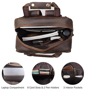 2026 Luxury <b>Leather</b> Waterproof Business Travel <b>Laptop</b> Backpack College School <b>Bag</b> for <b>Men</b> Designer Outdoor Sports <b>bags</b> Hiking Ba - Product Image 3
