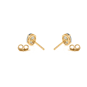 Venta Directa de Fábrica 1.88 Ct. Pendientes de piedra única de zafiro azul de forma ovalada hechos a mano para niñas, oro amarillo K14 - Product Image 6