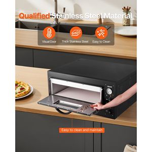 เตาอบพิซซ่าไฟฟ้าแบบตั้งโต๊ะเชิงพาณิชย์ขนาด 24 นิ้ว อุณหภูมิสูงสุด 842 องศาฟาเรนไฮต์ กำลังไฟ 4200 วัตต์ พร้อมเทอร์โมมิเตอร์สำหรับทำพิซซ่าในร่ม - Product Image 5