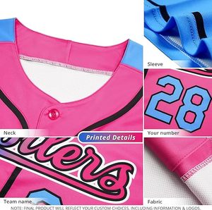 Maillot de baseball américain personnalisé par sublimation en gros, broderie, uniforme de baseball à rayures fines - Product Image 4