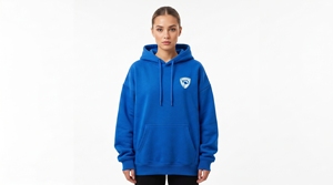 Sudadera con Capucha para Niñas, Color Azul Dumela, 100% Algodón Felpa, Bolsillo Frontal Grande, Estilo Casual para Otoño - Product Image 3